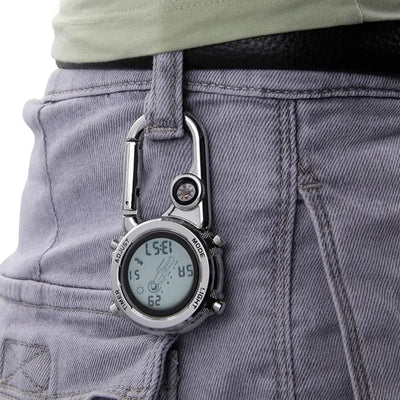 🔥 Multifunctional Carabiner Pocket Watch – Luminous Outdoor Sports Clip-On Timepiece for Backpack, Waist, or Gear